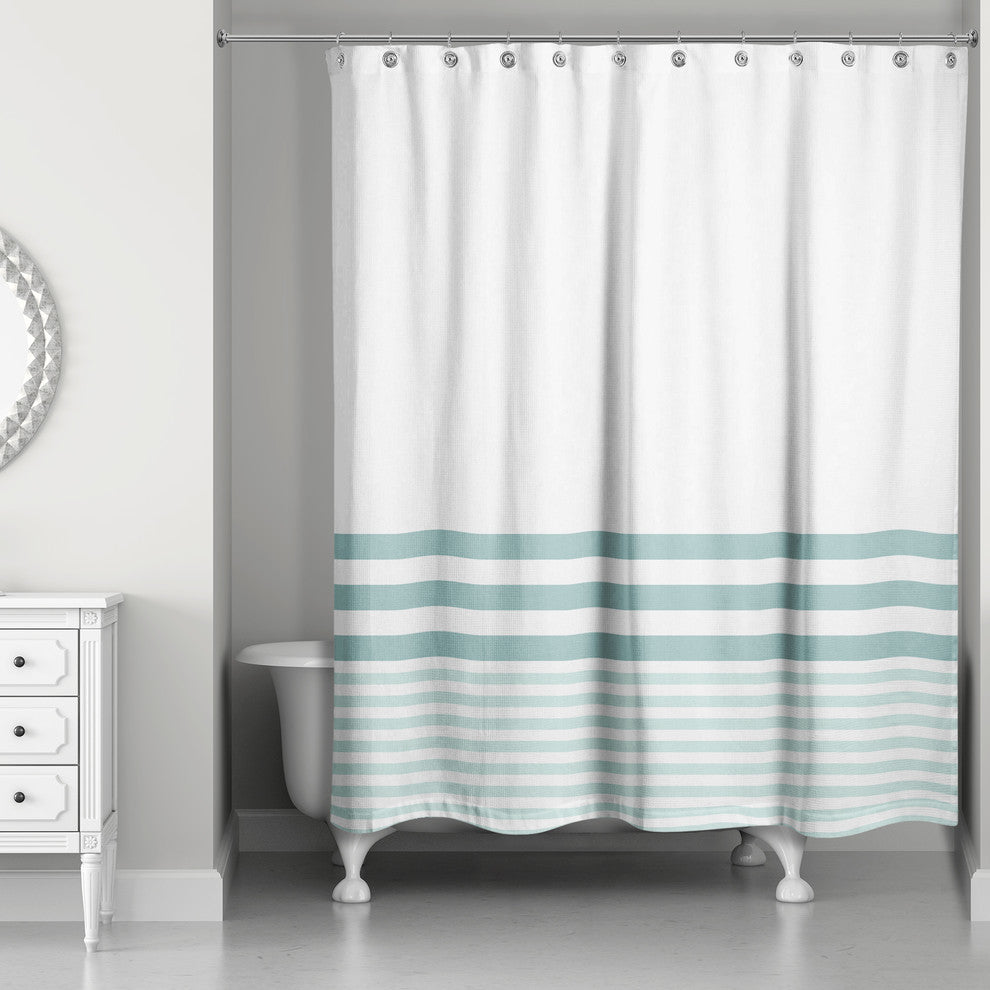 Teal Stripes 71x74 Shower Curtain