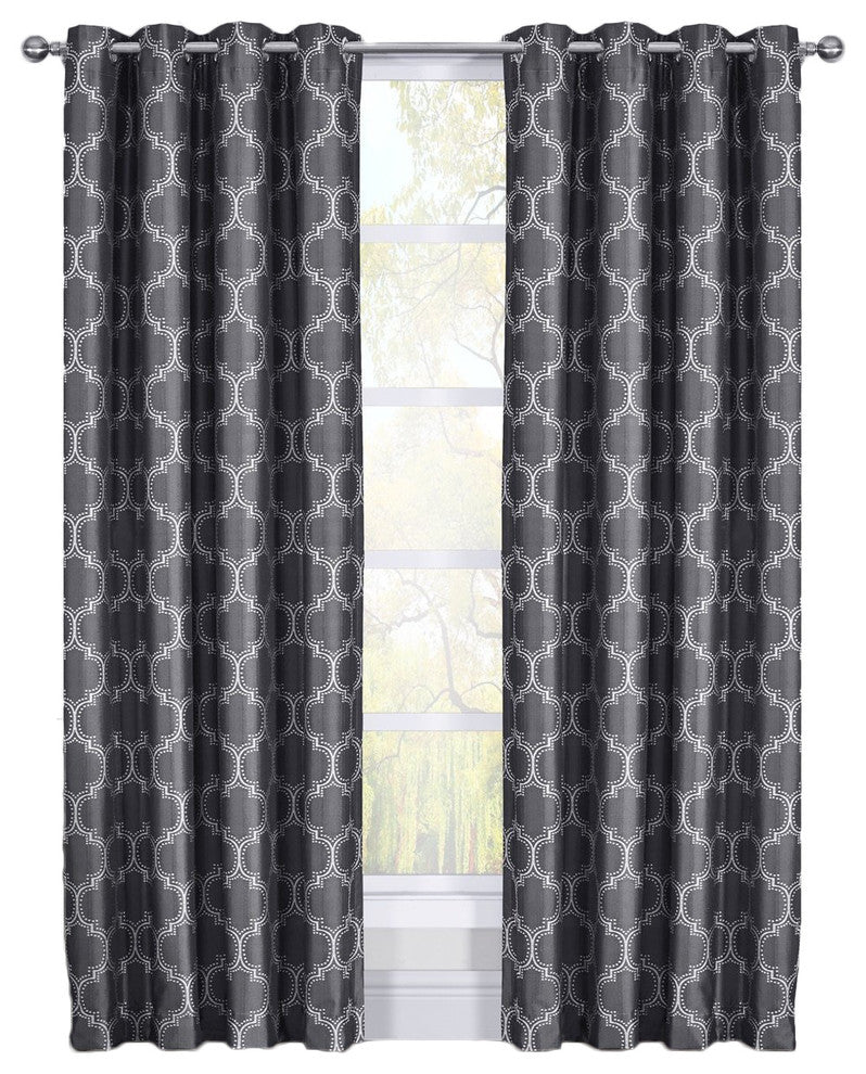 Alana 100% Blackout Panels, Set of 2, Black Shadow, 108"x96", Set of 2