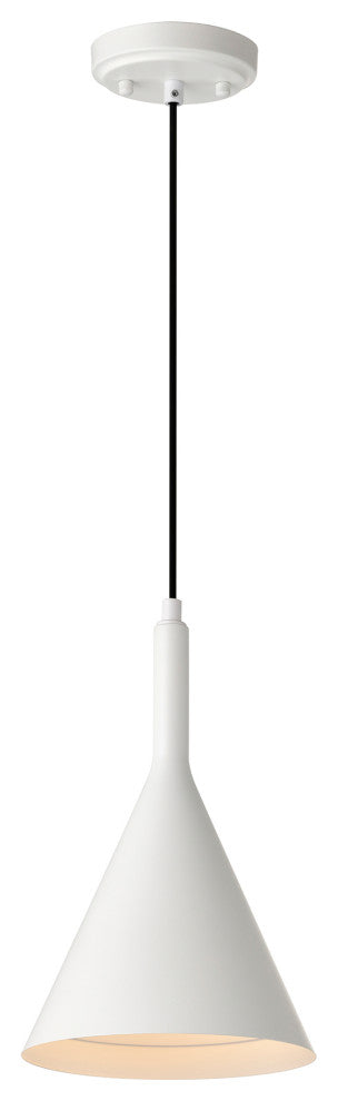 Carson 1-Light White Metal Cone Hanging Kitchen Pendant Light