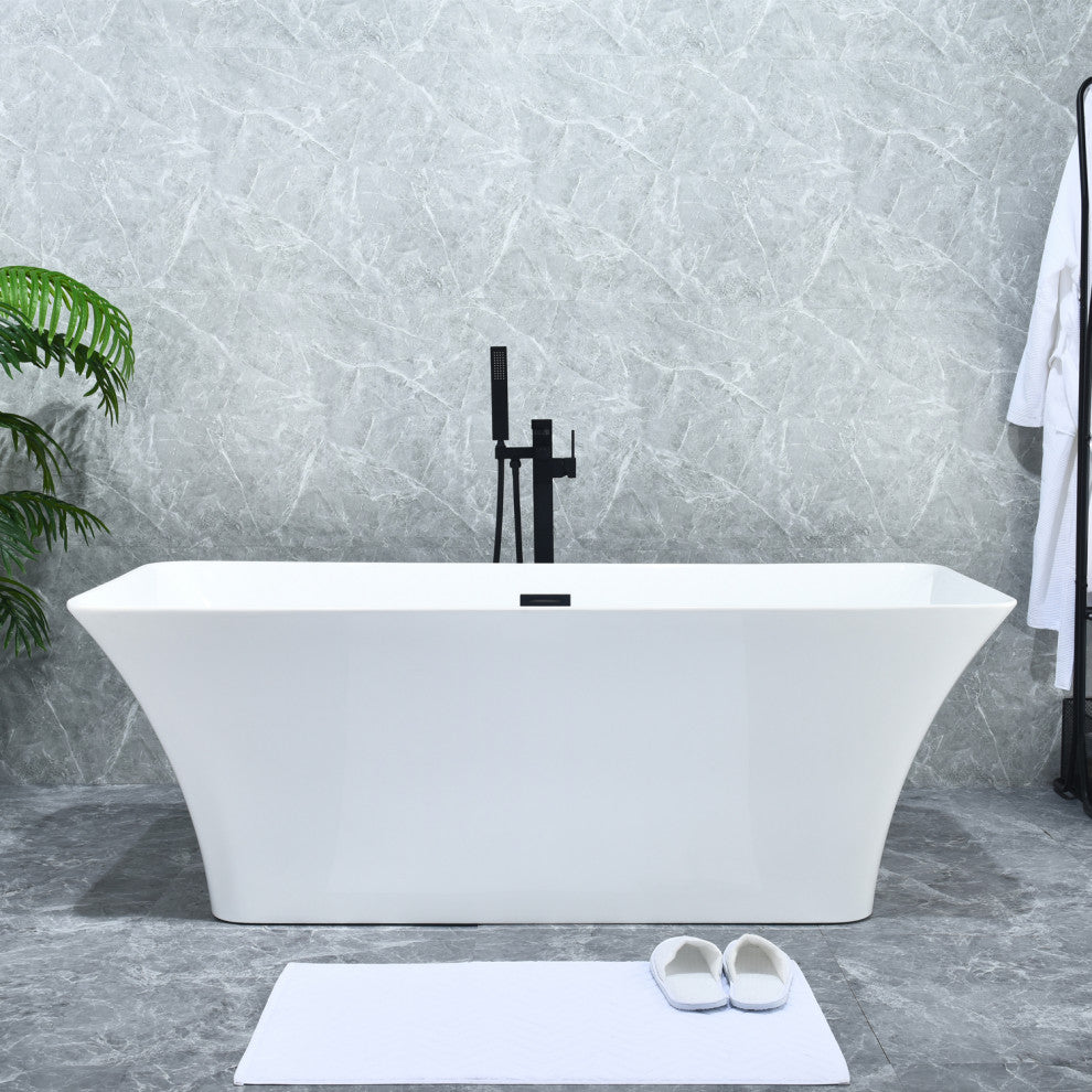 Campia Single Lever Handle Floor Mounted Tub Filler With Handshower, Matte Black