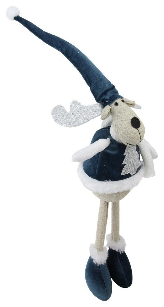 18" Blue and White Decorative Standing Elk With Wings Tabletop Decoration