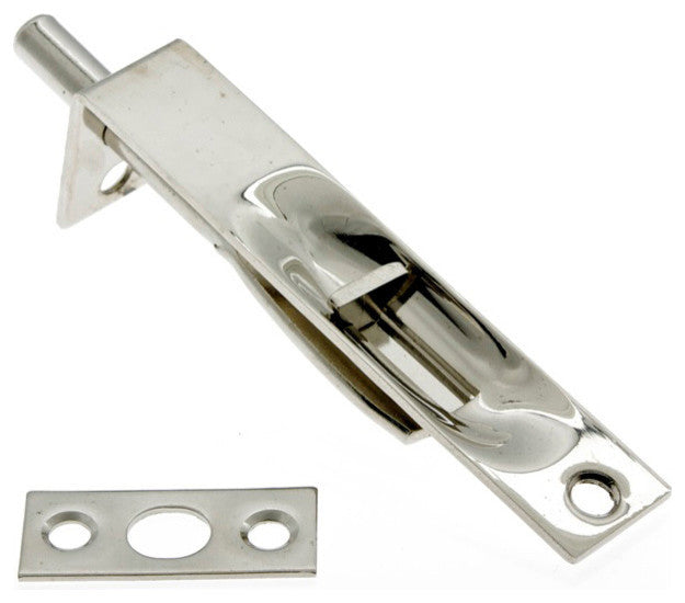 Genuine Solid Brass 4" Flush Bolt With Square End, Bright Nickel