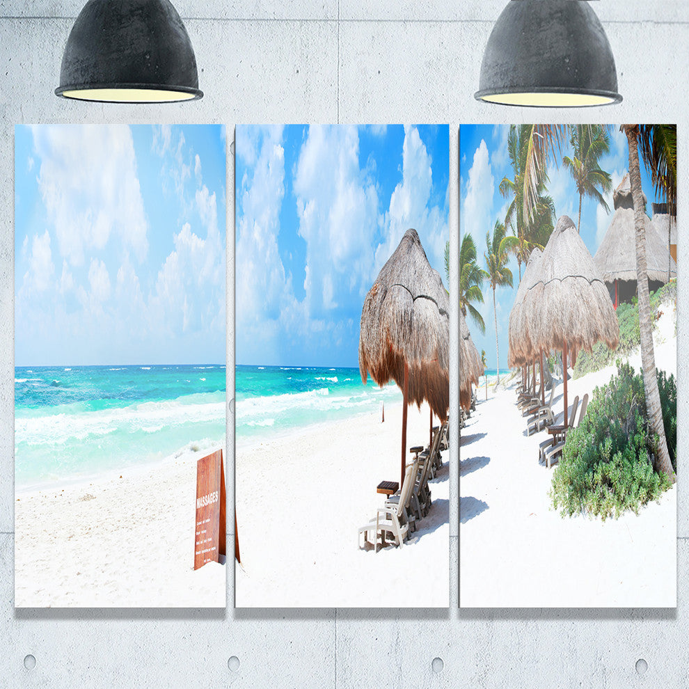 "Caribbean Coast in Tulum Mexico" Metal Wall Art, 3 Panels, 36"x28"