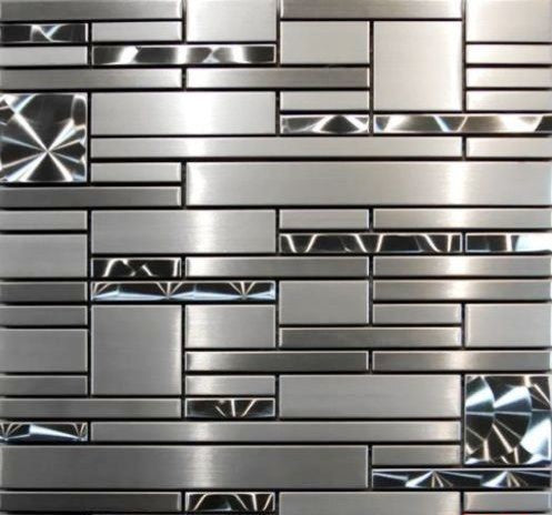 Stainless Steel Magic Pattern Mosaic Blend Tile, 12"x12", Set of 50