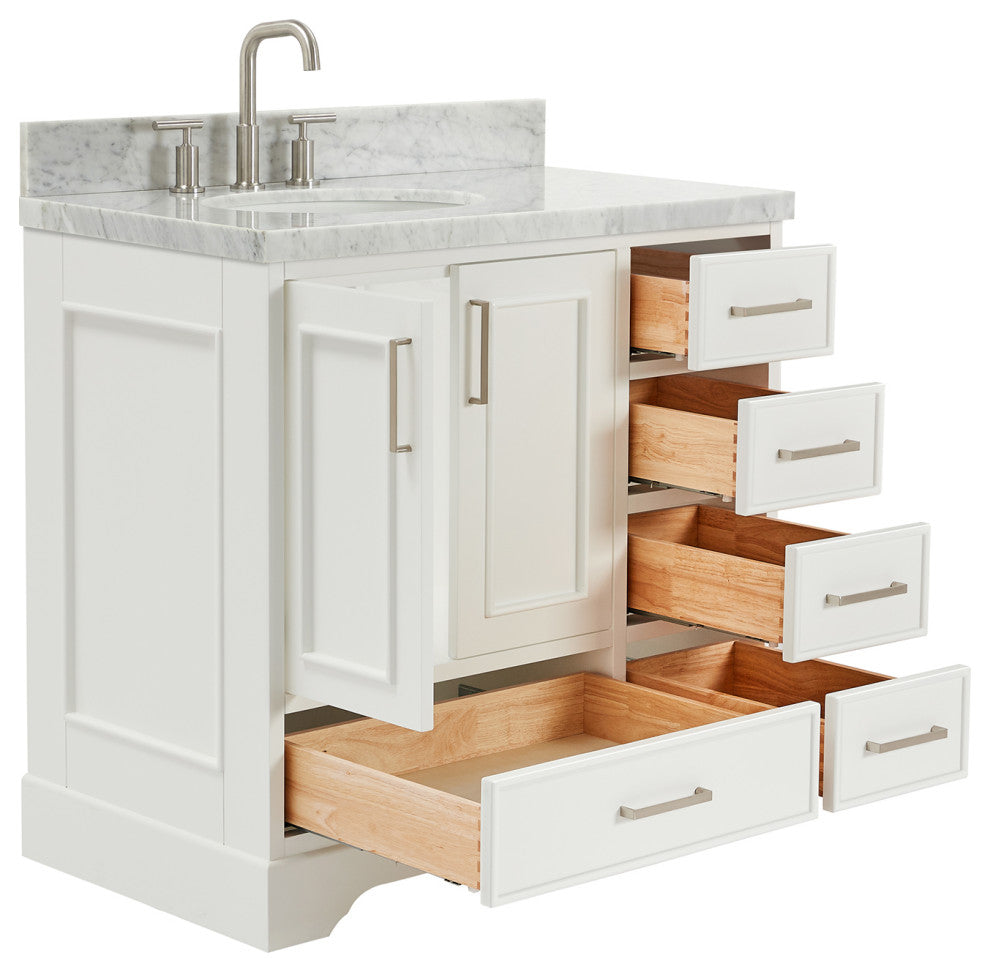 Ariel Stafford 37" Single Left Offset Oval Sink Bathroom Vanity