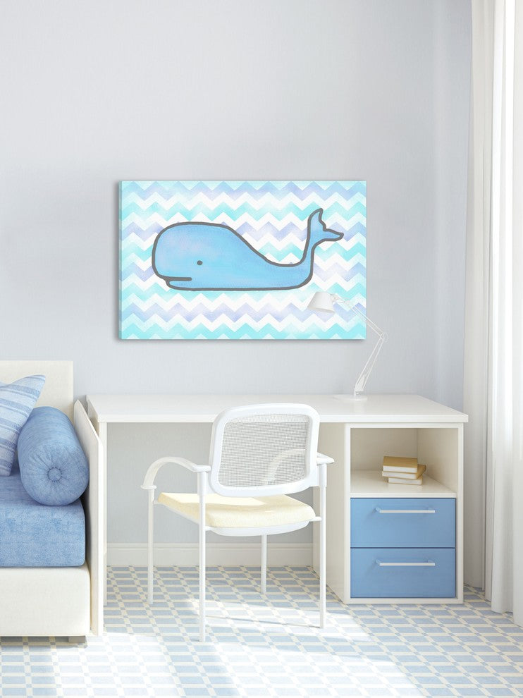 Marmont Hill, "Baby Blue Whale" by Reesa Qualia Painting Wrapped Canvas, 60x40