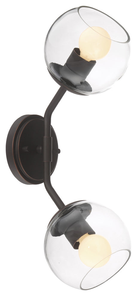Meridian 2 Lgiht Wall Sconce, Satin Bronze