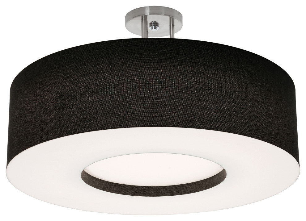 Montclair 24" LED Semi-Flush Mount, Satin Nickel Finish, Black Shade