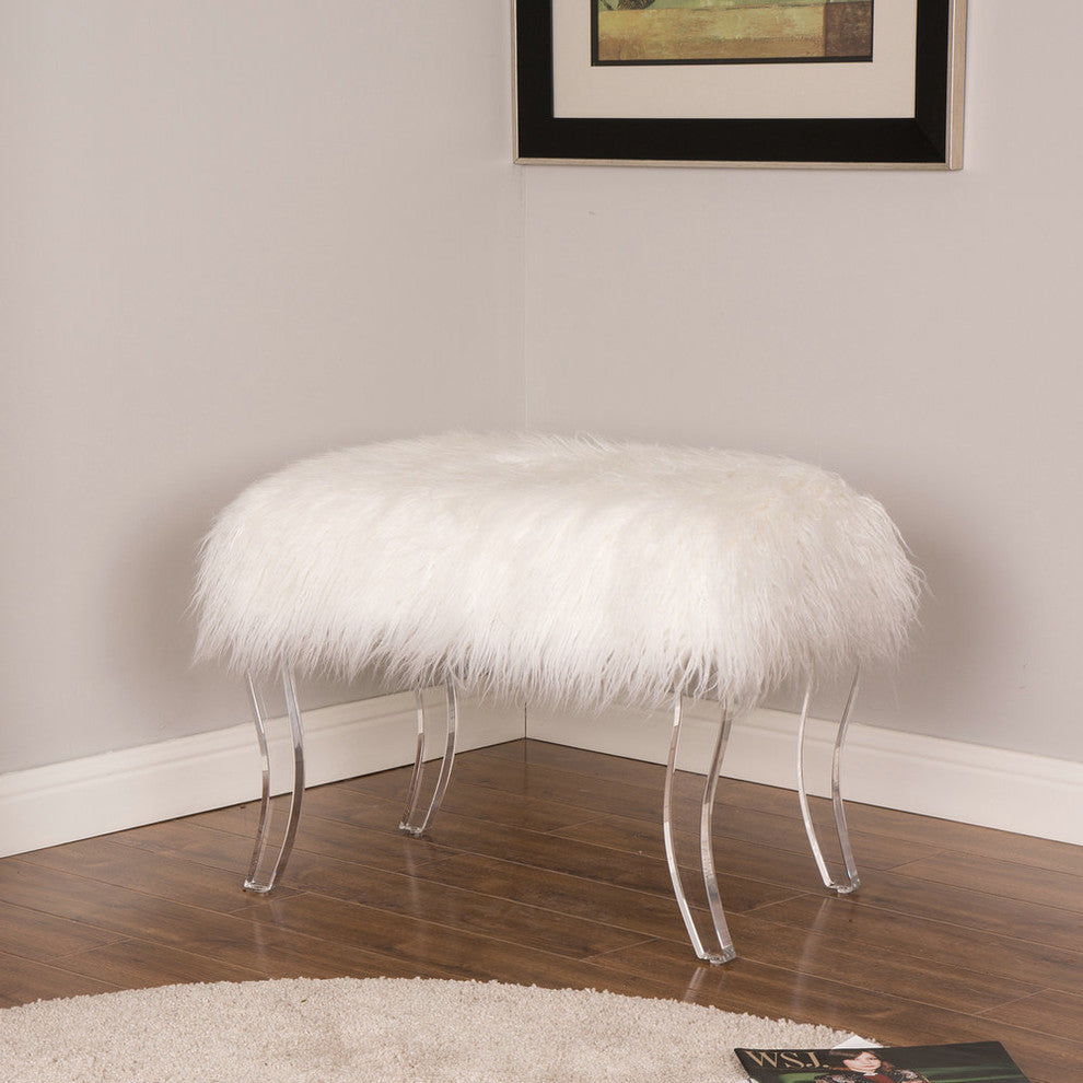 24.02"L Faux Fur Acrylic Bench