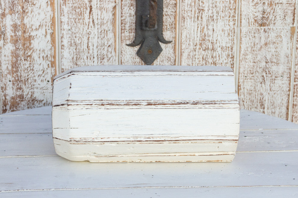Antique White Indian Column Candle Holder