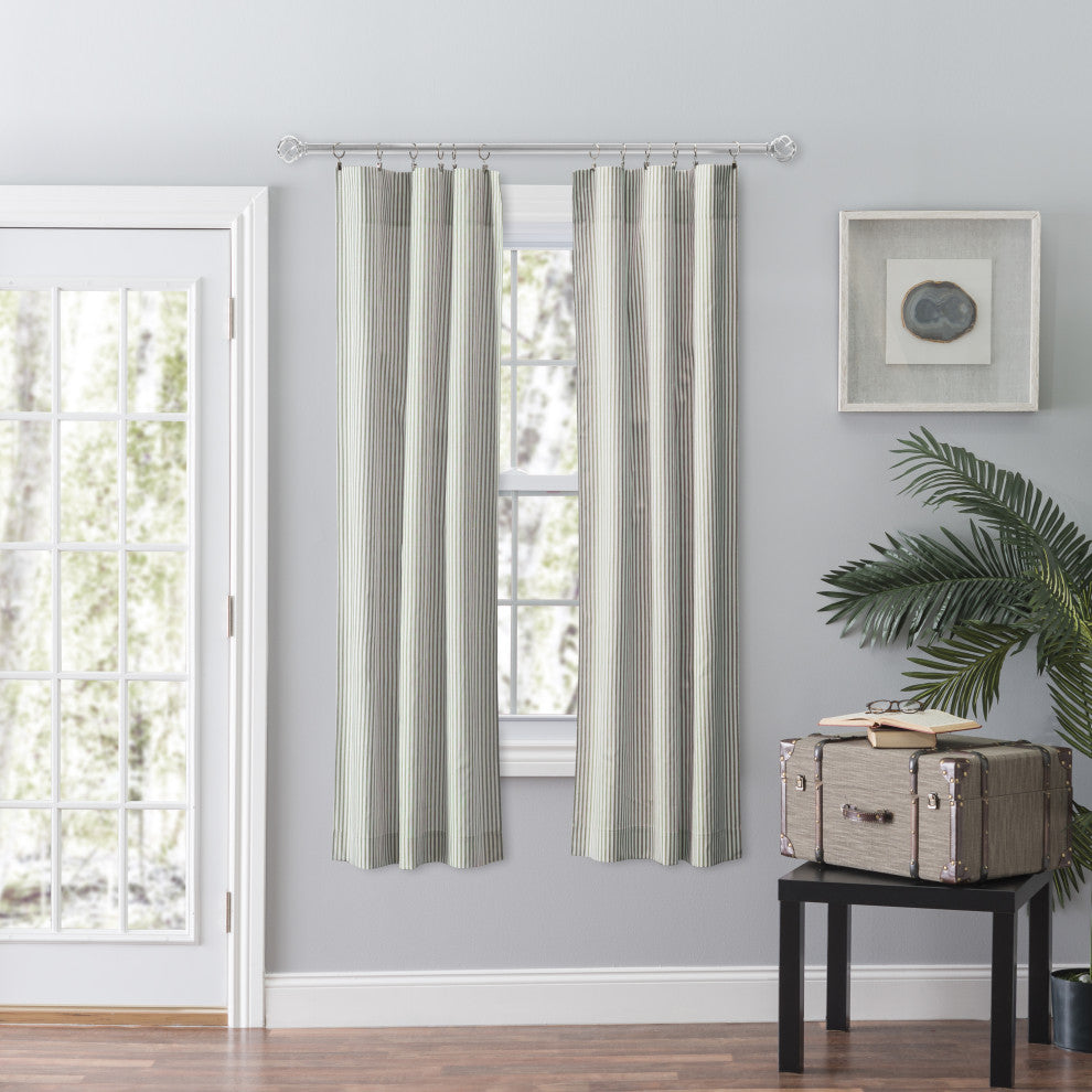 Plaza Stripe Tailored Panel Pair, Sage, 56"x63"