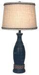 Weathered Navy Casual Table Lamp With Weathered Rope Accent