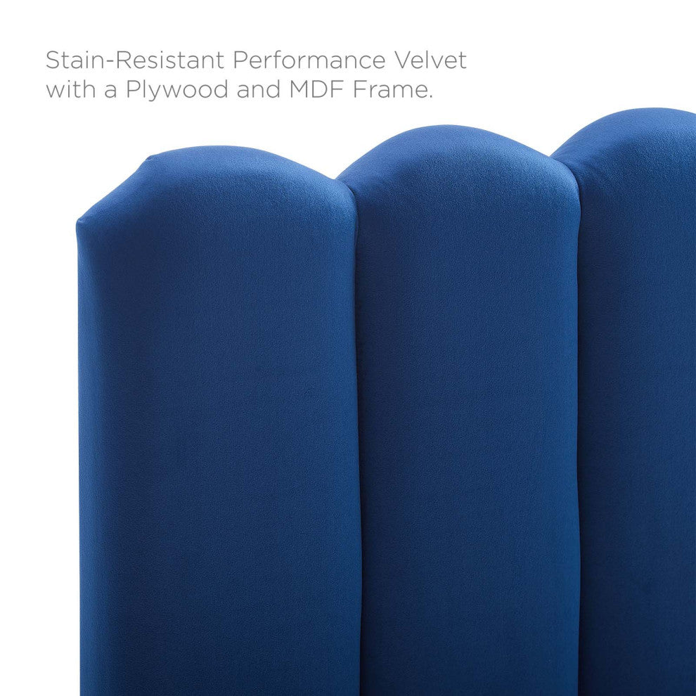 Headboard, Twin Size, Velvet, Blue Navy, Modern Contemporary, Bedroom Master