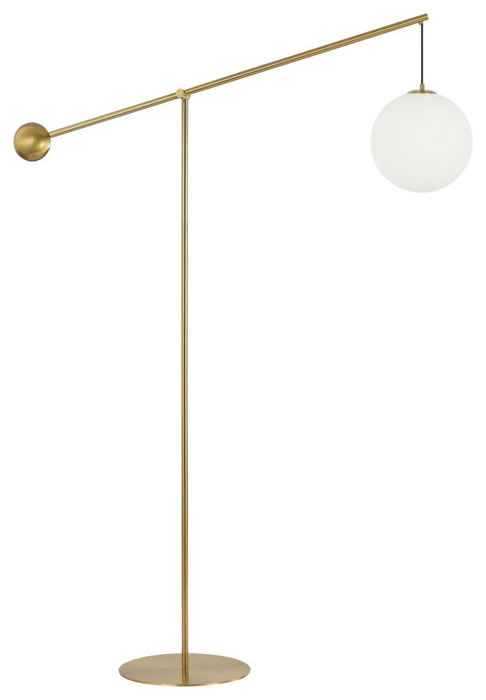 Holly Transitional 1 Light Aged Brass White Metal Floor Lamp