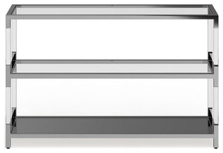 Furniture of America Jask Contemporary Glass 2-Shelf Sofa Table in Chrome