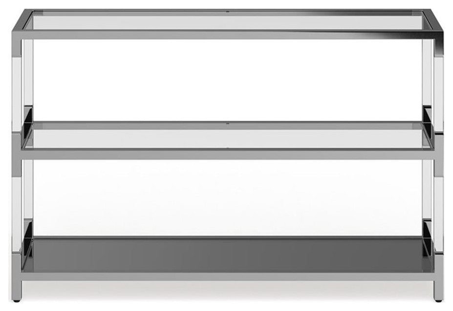 Furniture of America Jask Contemporary Glass 2-Shelf Sofa Table in Chrome
