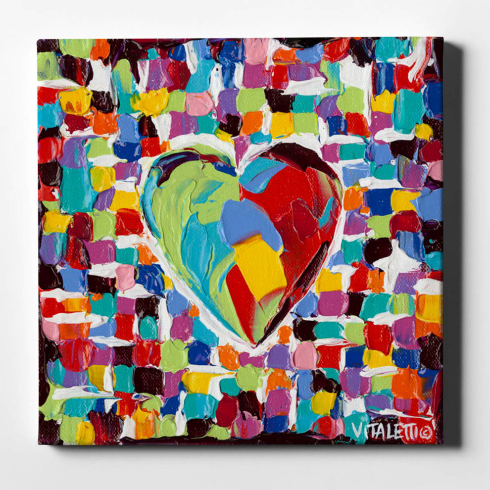 Mosaic Heart I' by Carolee Vitaletti Giclee Canvas Wall Art, 12"x12"