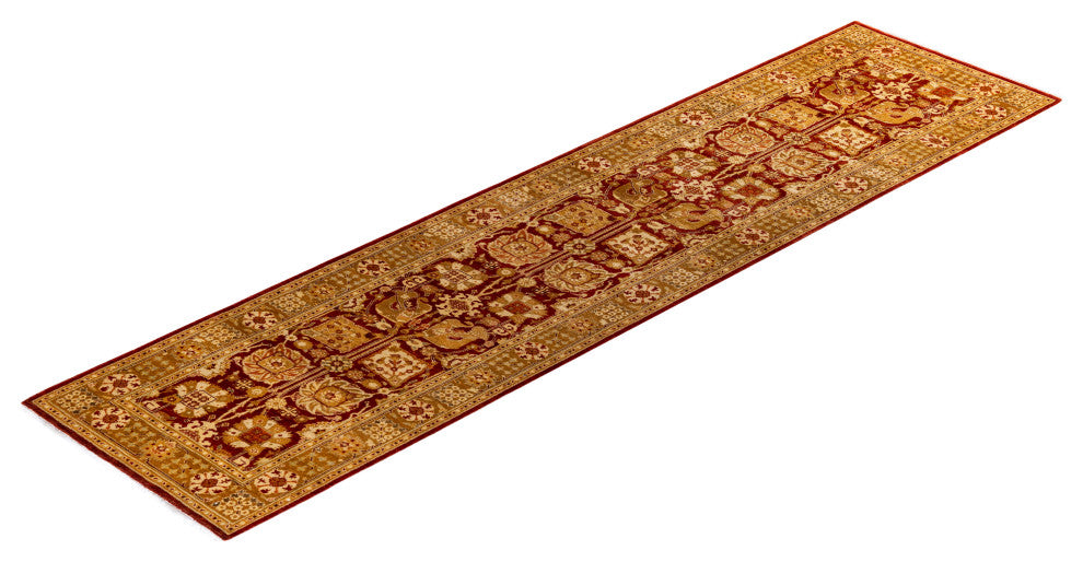 Ottoman, One-of-a-Kind Hand-Knotted Area Rug Red, 2' 6" x 10' 5"