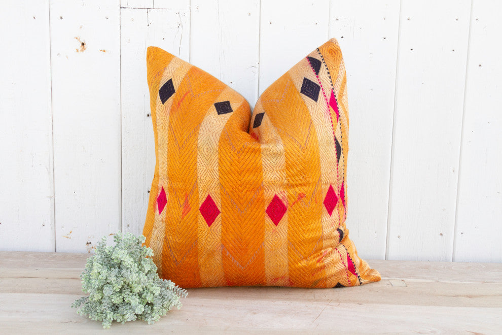 Gulmohar Silk Phulkari Pillow