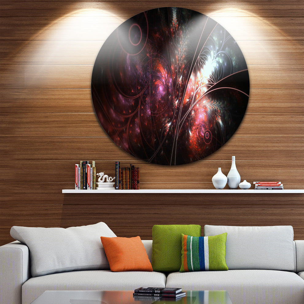 Dark Alien Digital Art Fractal Flower, Floral Round Wall Art, 23"