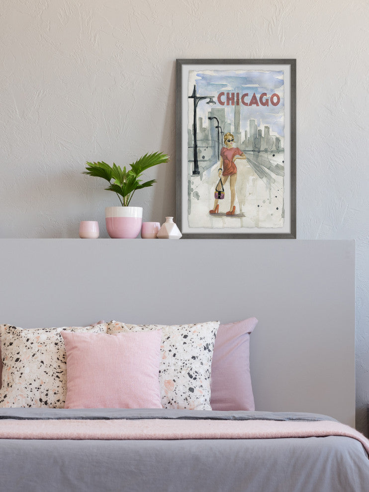 "Posing by the Lakefront" Framed Painting Print, 24x36