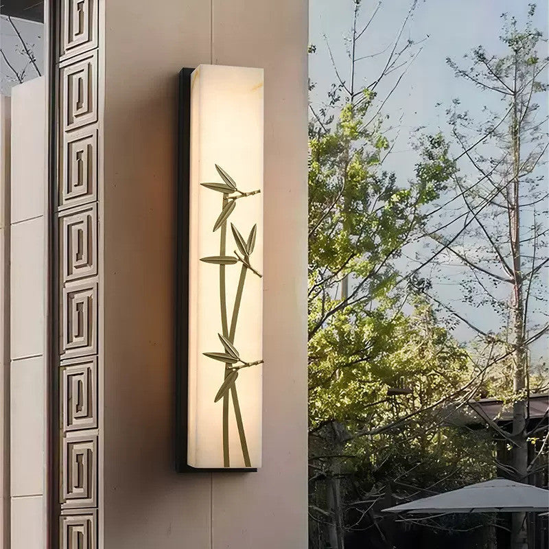 Creative Marble Wall Lamp in Chinese Style for Living Room, Bedroom, Bamboo Leaves