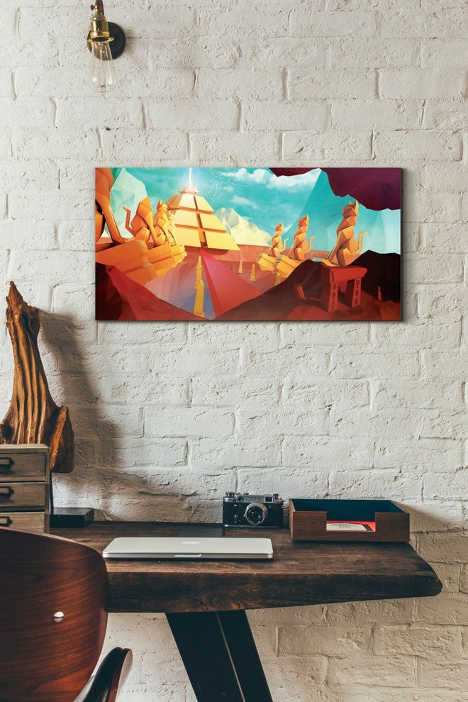 Epic Graffiti "Low Poly Pyramid" by Jonathan Lam, Giclee Canvas Art, 24"x12"
