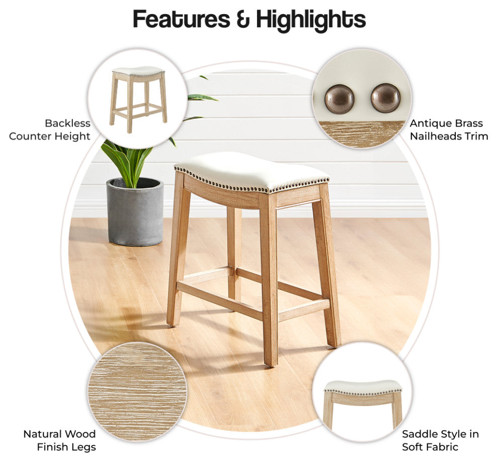 Elmo KD Counter Stool, Borneo Bone, Faux Leather