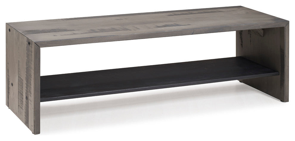 Alpine 58" Rustic Two-Tone Solid Wood Entry Bench - Grey