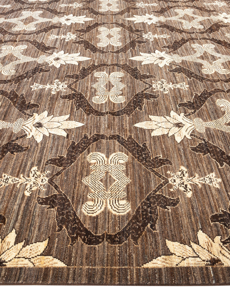 Eclectic, One-of-a-Kind Hand-Knotted Area Rug Brown, 9'1"x12'3"