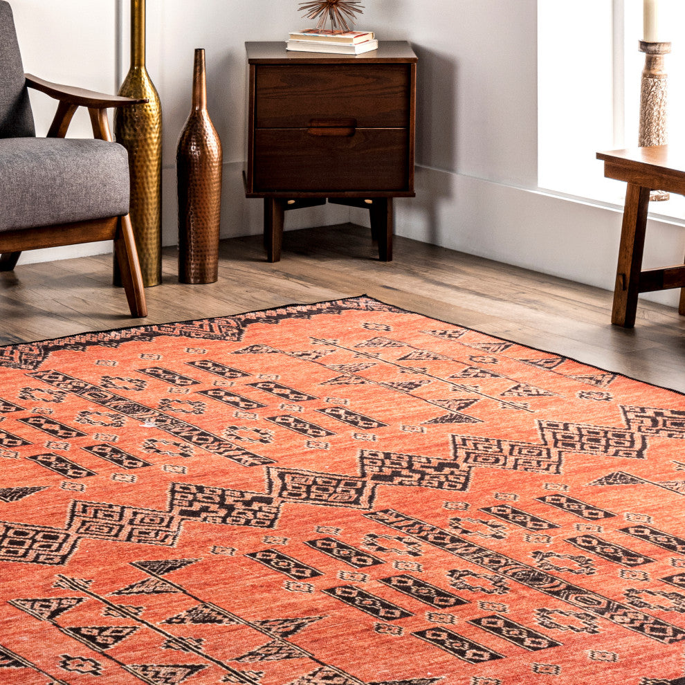 Nuloom Quincy Cotton-Blend Traditional Area Rug, Rust 2'x8'