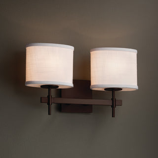 Textile Union 2-Light Bath Bar, Oval, Dark Bronze, White Fabric Shade