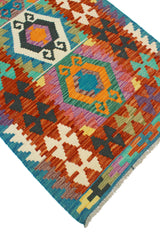 Flatweave Malik Red/Navy Runner, 2'7x9'11