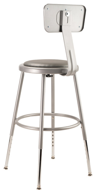NPS 19"-27" Height Adjustable Vinyl Padded Steel Stool With Backrest, Grey