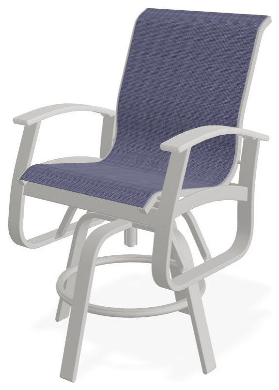 Belle Isle Sling Balcony Height Outdoor Swivel Chair, Breeze/Snow