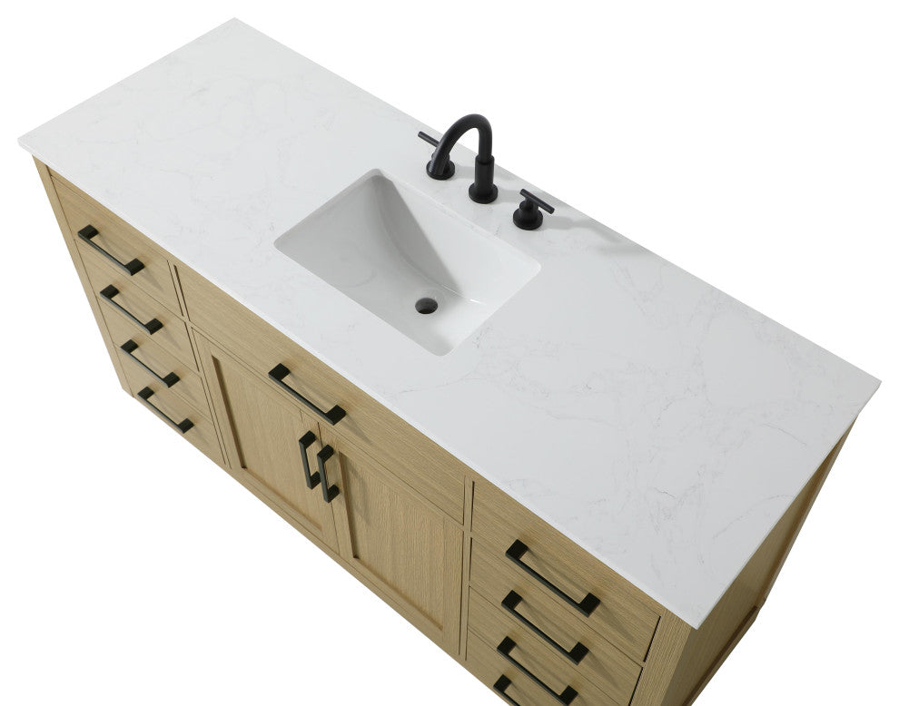 Home Living 60" Single Bathroom Vanity, Honey Brown