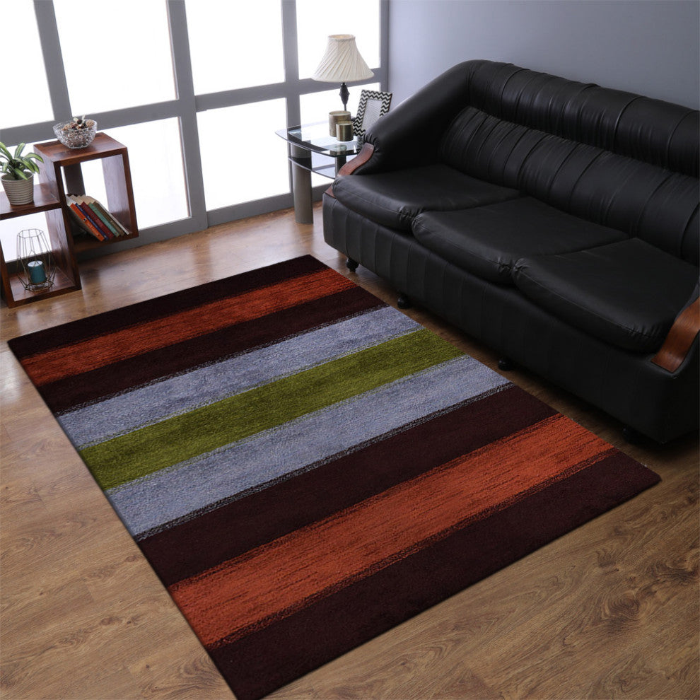 HAND KNOTTED LOOM SILK ECO-FRIENDLY RUG-6'x9',Rectangle,Brown Silver,Contemporar
