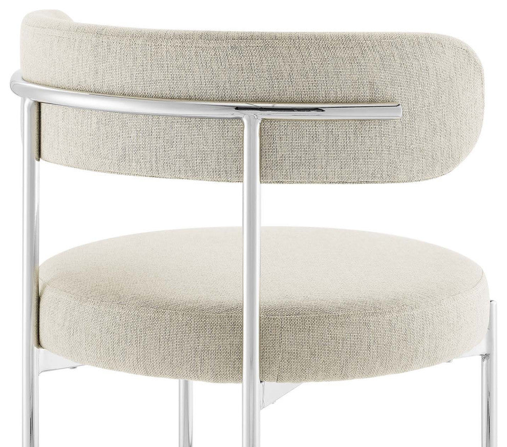 Albie Fabric Dining Chairs - Set of 2 - Beige Silver
