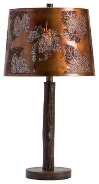 27"H Brown Resin Table Lamps With Bronze Tapered Drum Shade, Set of 2
