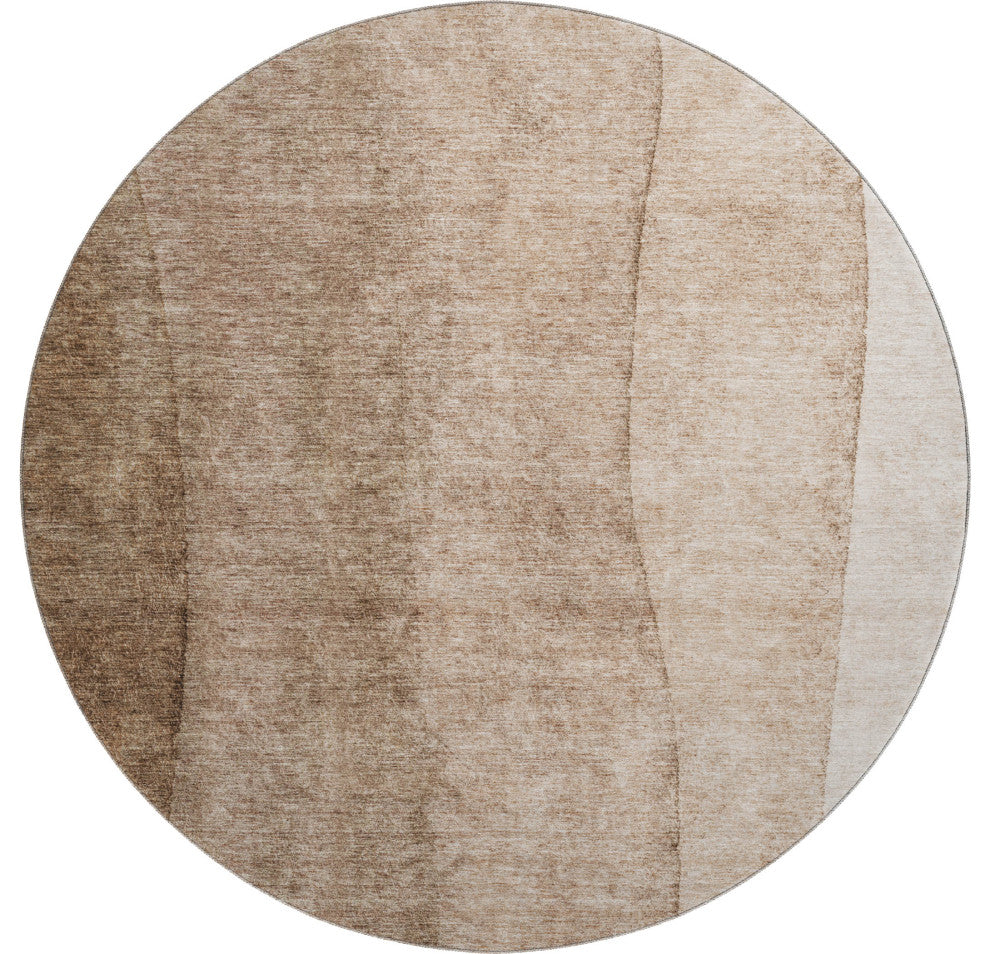 Premium Machine Washable Mayfield AMF690 Brown 8' x 8' Round Rug
