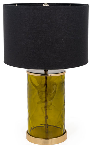 Klara 22" Green Glass Table Lamp With Black Shade