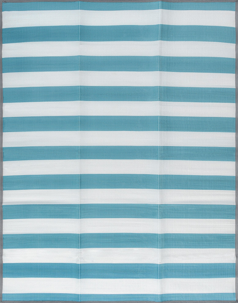 Simonson Contemporary Stripes, Aqua/White, 5'x6'11"