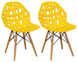Mod Made Stencil Cut Out Eiffel Dining Side Chair, Set of 2, Yellow