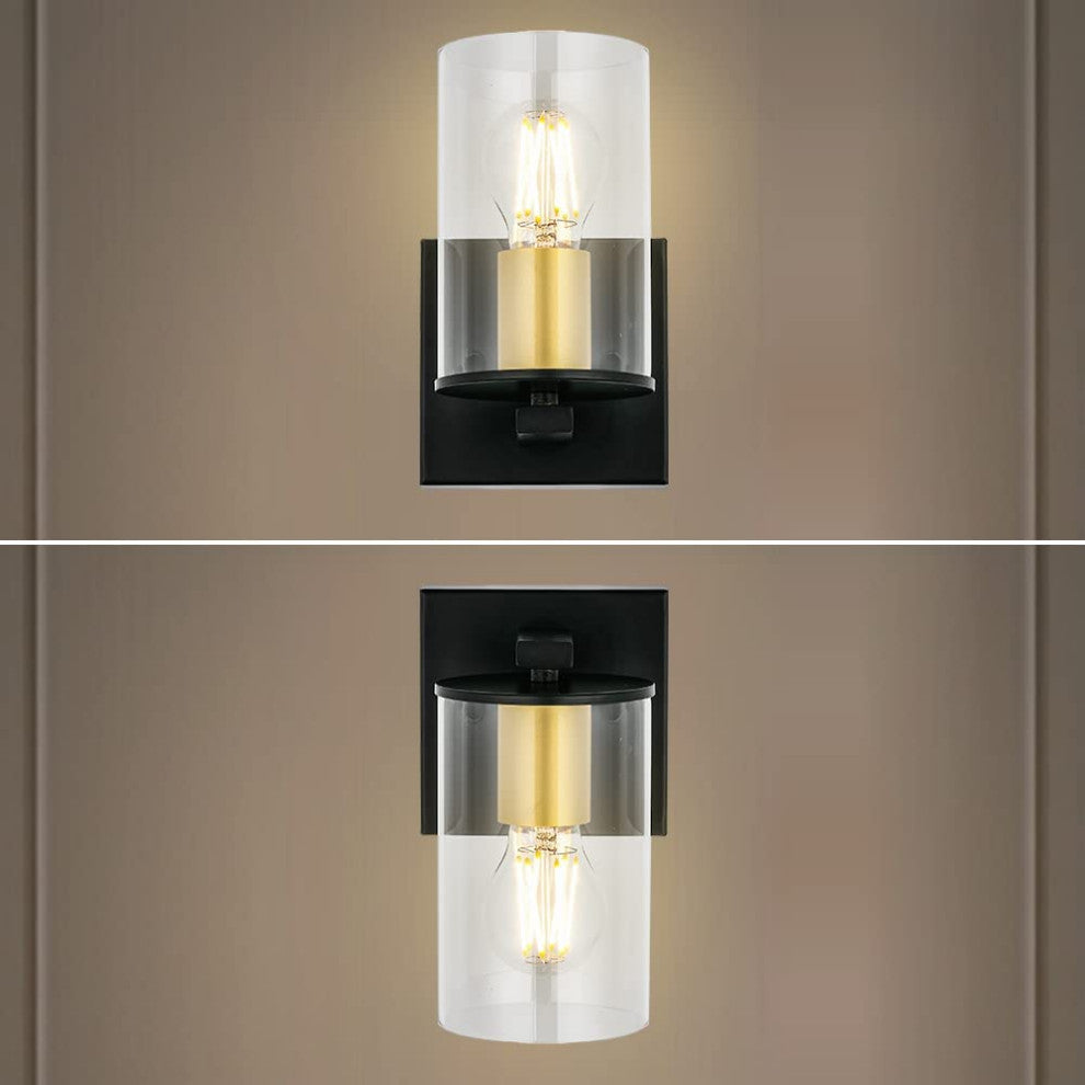 Matte black vanity wall light fixture industrial glass wall lamp