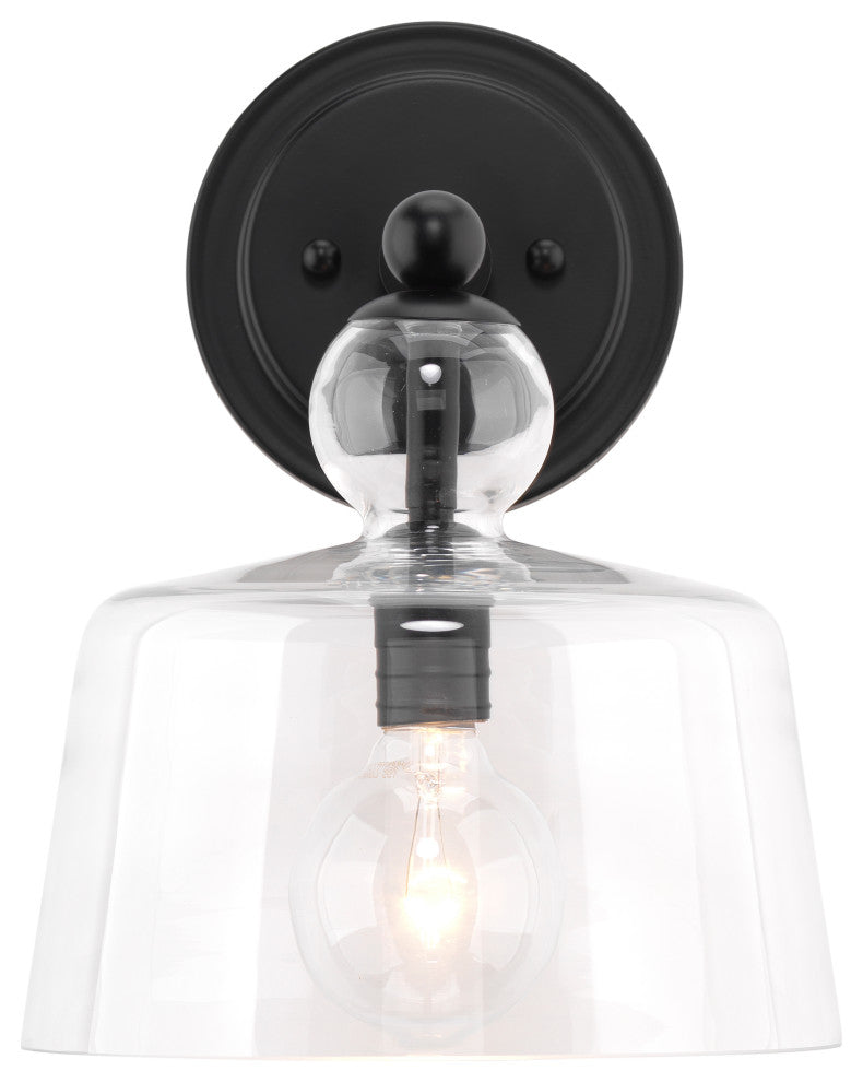 Hudson Glass Wall Sconce, Black