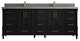 Aberdeen 84 Double Sink Bath Vanity in Black 2" Piatra Gray