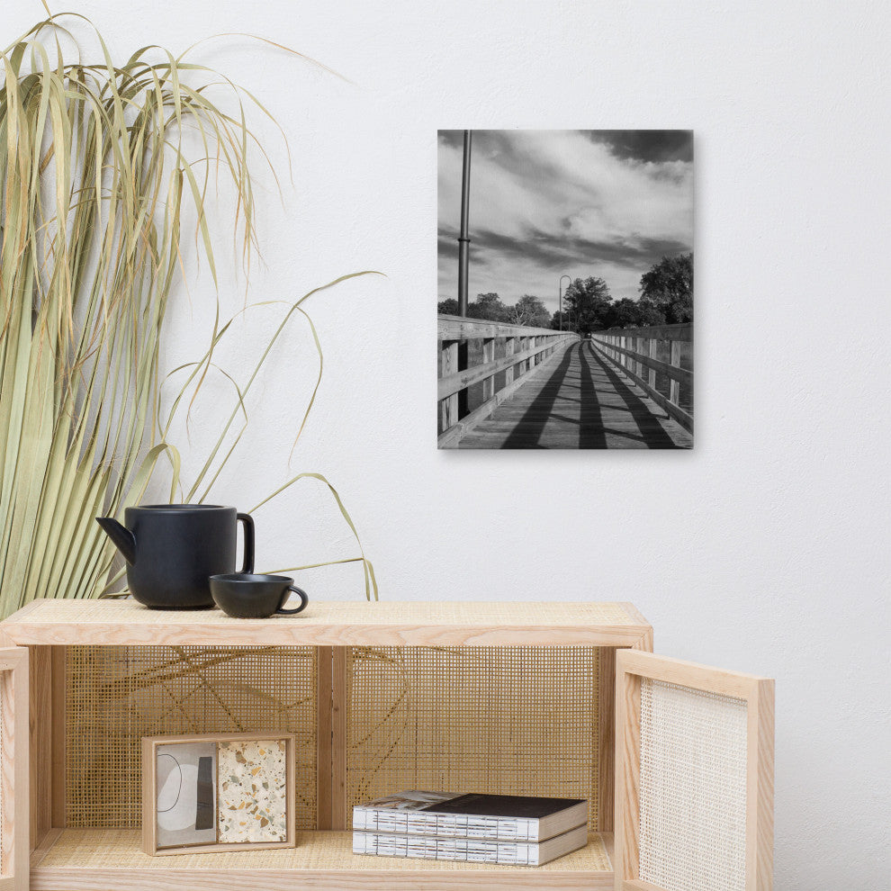 Follow the Lines Black & White Landscape Photo Canvas Wall Art Print, 16" X 20"