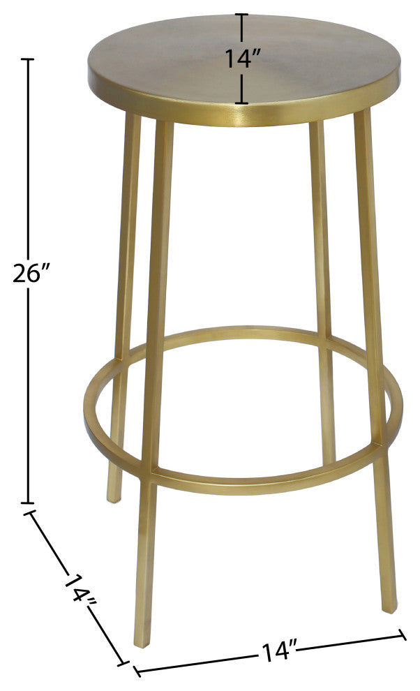 Tyson Contemporary Durable Iron Stool, Brushed Gold, Counter Height