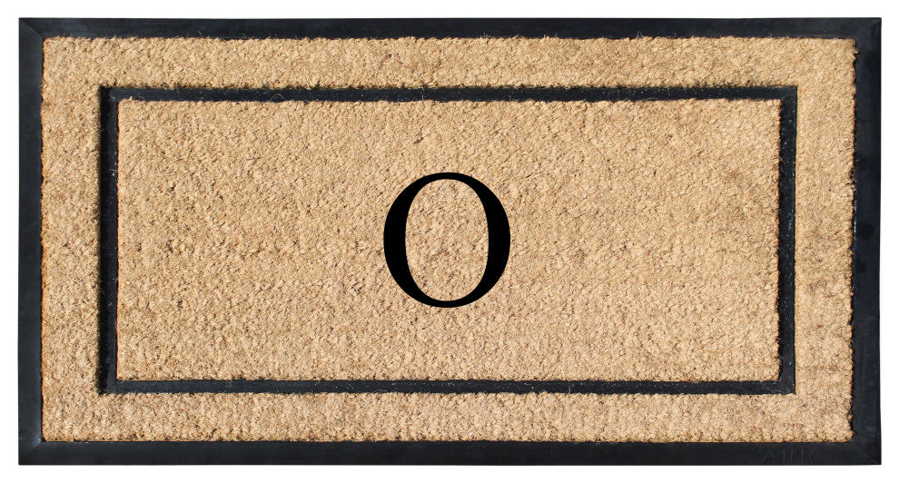 A1HC Rubber & Coir Large Outdoor Durable Monogrammed Doormat, 24"X39", Beige, O