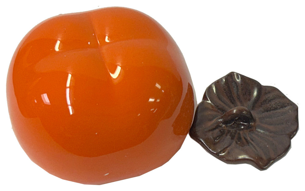 Chinese Orange Ceramic Small Persimmon Shape Display Lid Container ws3580B
